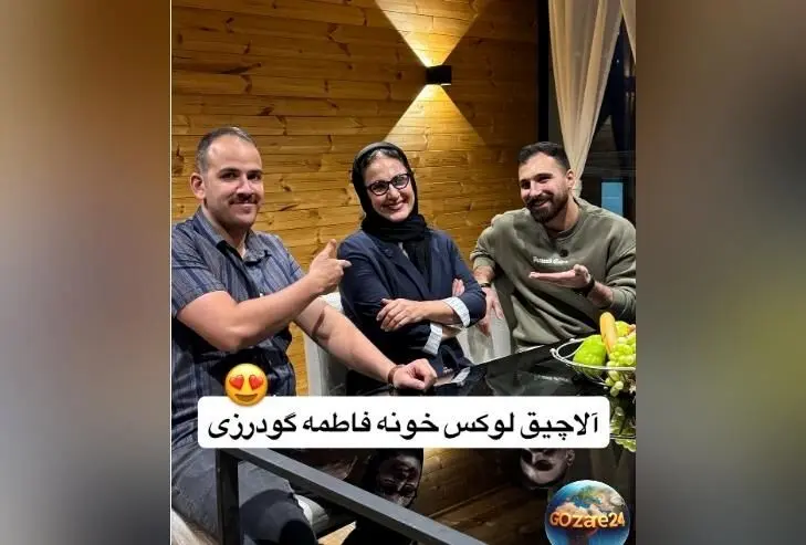 دکوراسیون آلاچیق چوبی و لوکس در خانه فاطمه گودرزی با نورپردازی کافی‌شاپی و پرده‌های سبک سوئیسی + ویدیو