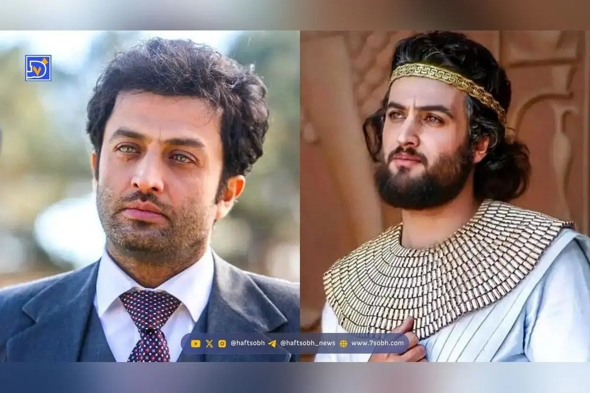 تصویر نادر از پشت صحنه سریال یوسف پیامبر؛ تمرین شمشیرزنی مصطفی زمانی و فرج‌الله سلحشور در حال هدایت بازیگران