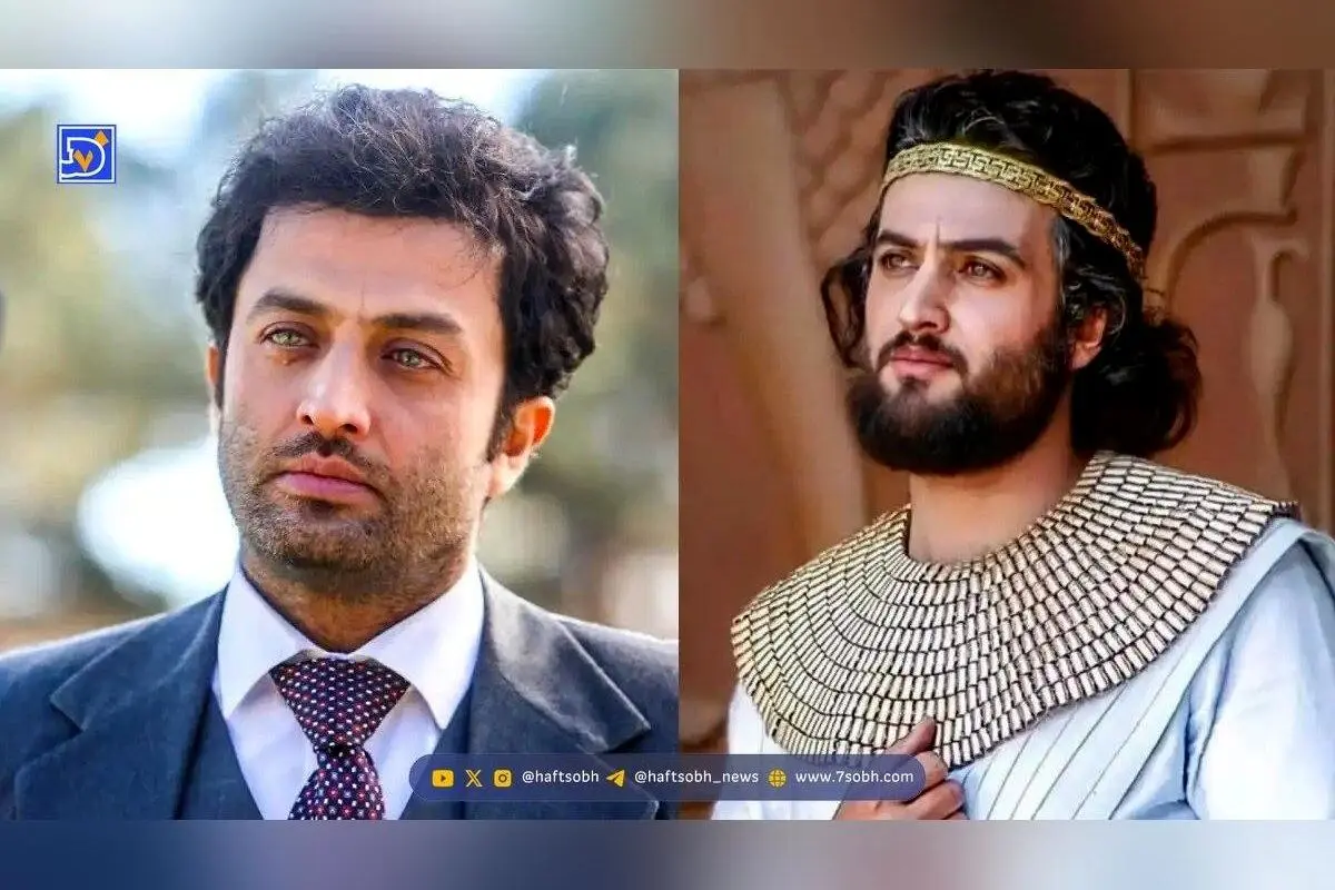 تصویر نادر از پشت صحنه سریال یوسف پیامبر؛ تمرین شمشیرزنی مصطفی زمانی و فرج‌الله سلحشور در حال هدایت بازیگران