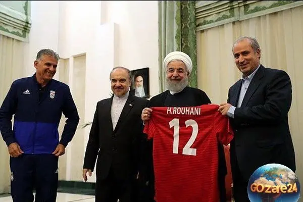 تصویر دیدنی از دکوراسیون لوکس اتاق تلویزیون حسن روحانی هنگام تماشای بازی تیم ملی فوتبال ایران
