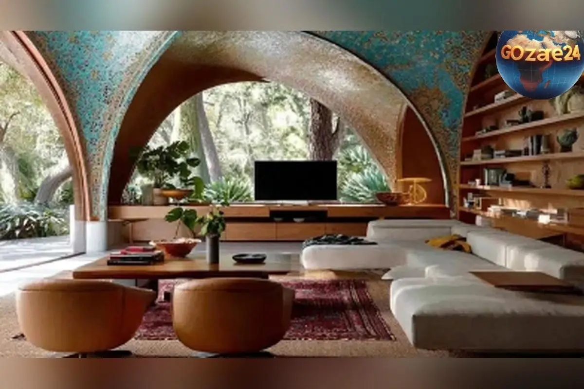 معماری بی‌نظیر خانه‌های ایرانی با کاشی‌کاری فیروزه‌ای و طاق‌های اصیل، ترکیبی از هنر سنتی و فناوری مدرن