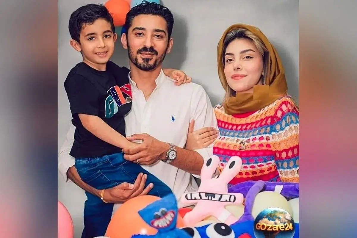 چیدمان رنگین کمانی خواهرزاده ساره بیات در جشن تولد پسر رضا قوچان نژاد و سروین بیات