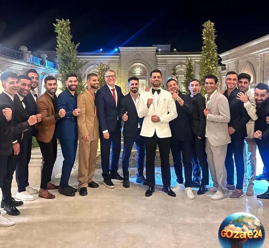 مهرداد محمدی و همسرش در عروسی مرتضی پورعلی‌گنجی؛ تنها استقلالی حاضر در این رویداد با عکس