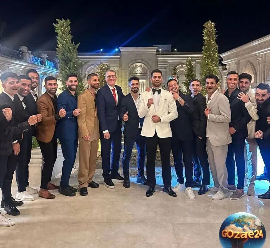 مهرداد محمدی و همسرش در عروسی مرتضی پورعلی‌گنجی؛ تنها استقلالی حاضر در این رویداد با عکس
