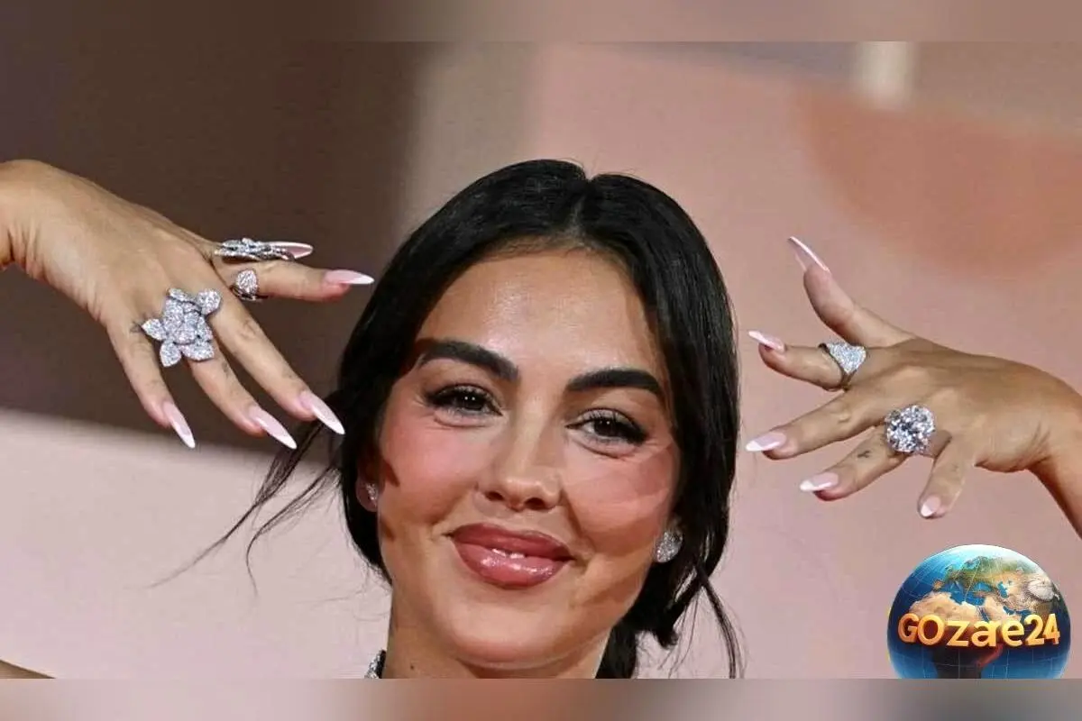 (عکس) ستایشی خاص از طرح ناخن قرمز بلند جورجینا، همسر رونالدو با انگشترهای لوکس