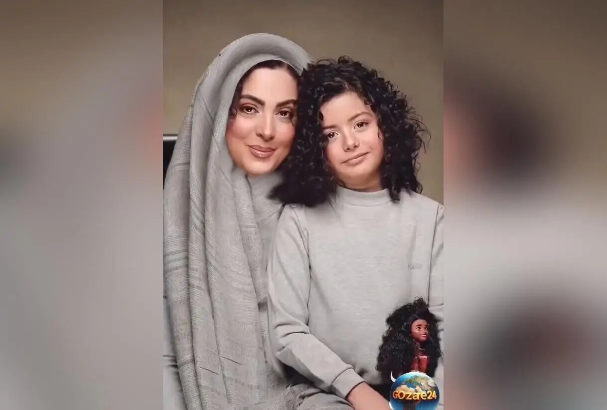 نیلوفر شهیدی در کنار همسر و دخترش در آتلیه با لباس‌های خاص و پیراهن مجلسی دست‌دوز | روز دختر و لحظه‌های عاشقانه خانواده