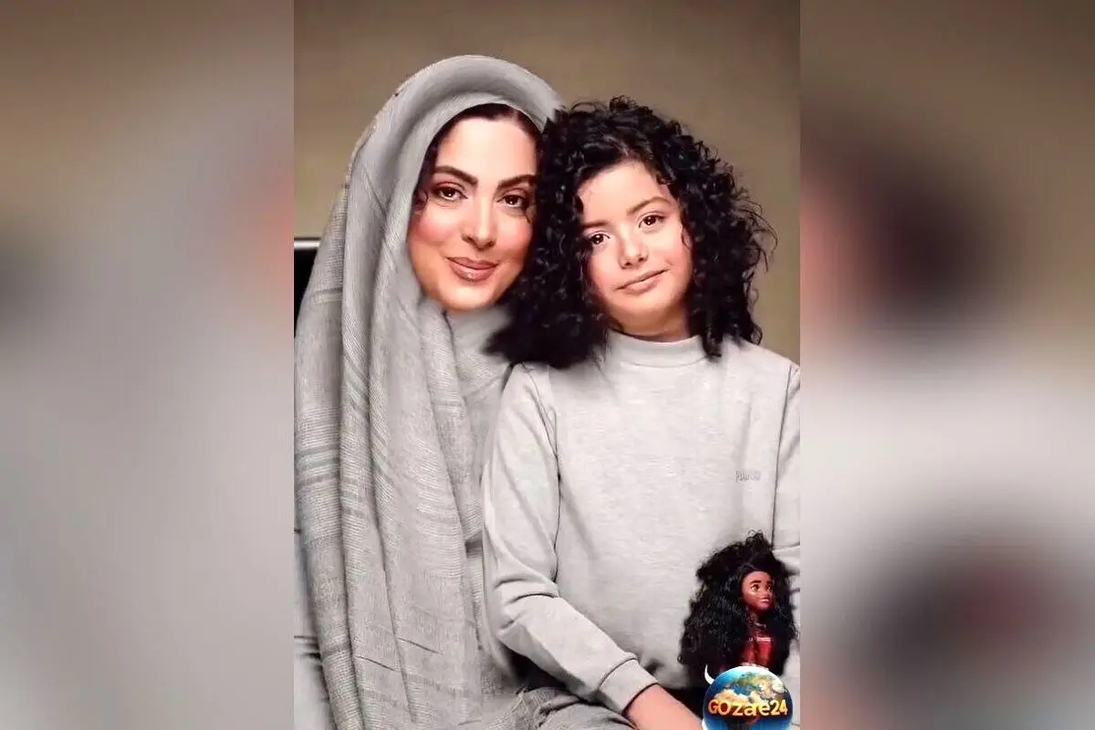 نیلوفر شهیدی در کنار همسر و دخترش در آتلیه با لباسهای خاص و پیراهن مجلسی دستدوز | روز دختر و لحظههای عاشقانه خانواده