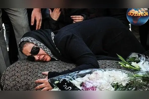 تصاویر غم‌انگیز از وداع چهره‌های سرشناس با پیام صابری در مزار همسر زیبا بروفه