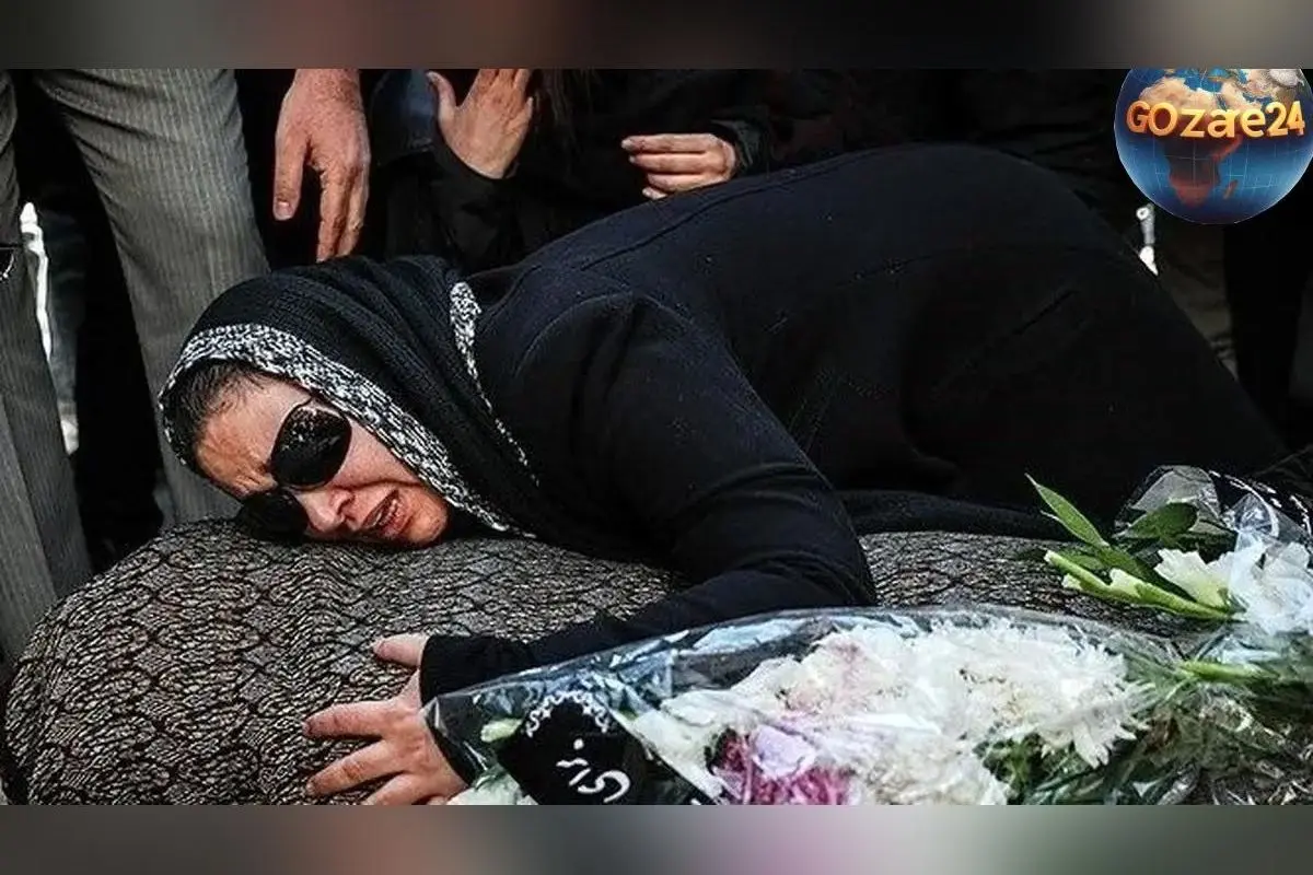 تصاویر غم‌انگیز از وداع چهره‌های سرشناس با پیام صابری در مزار همسر زیبا بروفه