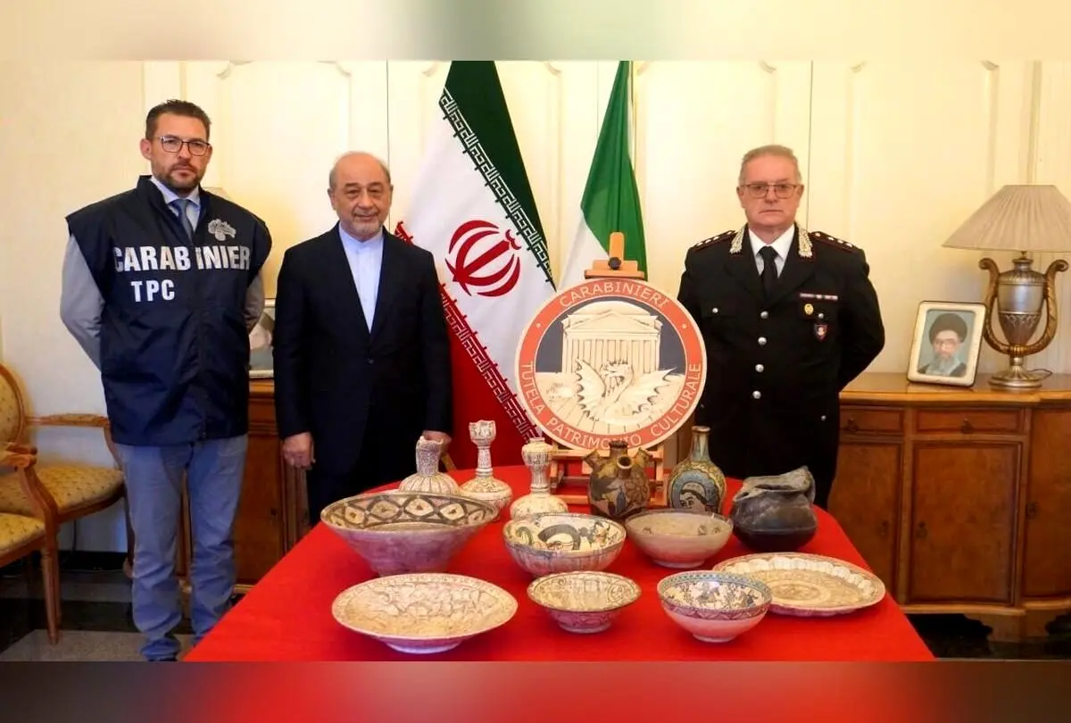 بازگشت ۱۳ اثر تاریخی و فرهنگی ایرانی از ایتالیا به کشور با همکاری پلیس میراث فرهنگی و دیپلماسی