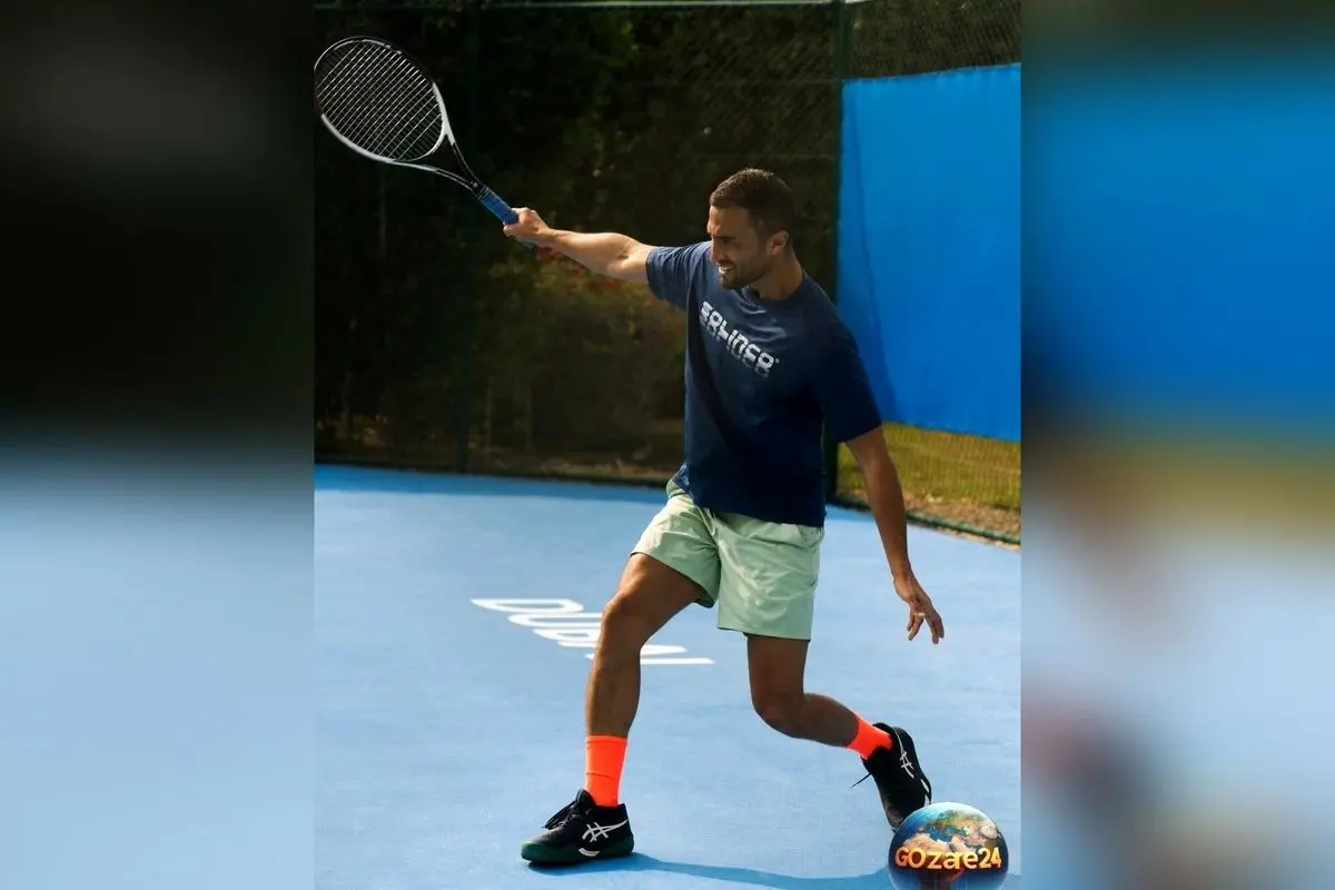 امیر جدیدی در حال بازی تنیس؛ ورزش مورد علاقه بازیگر محبوب سینمای ایران