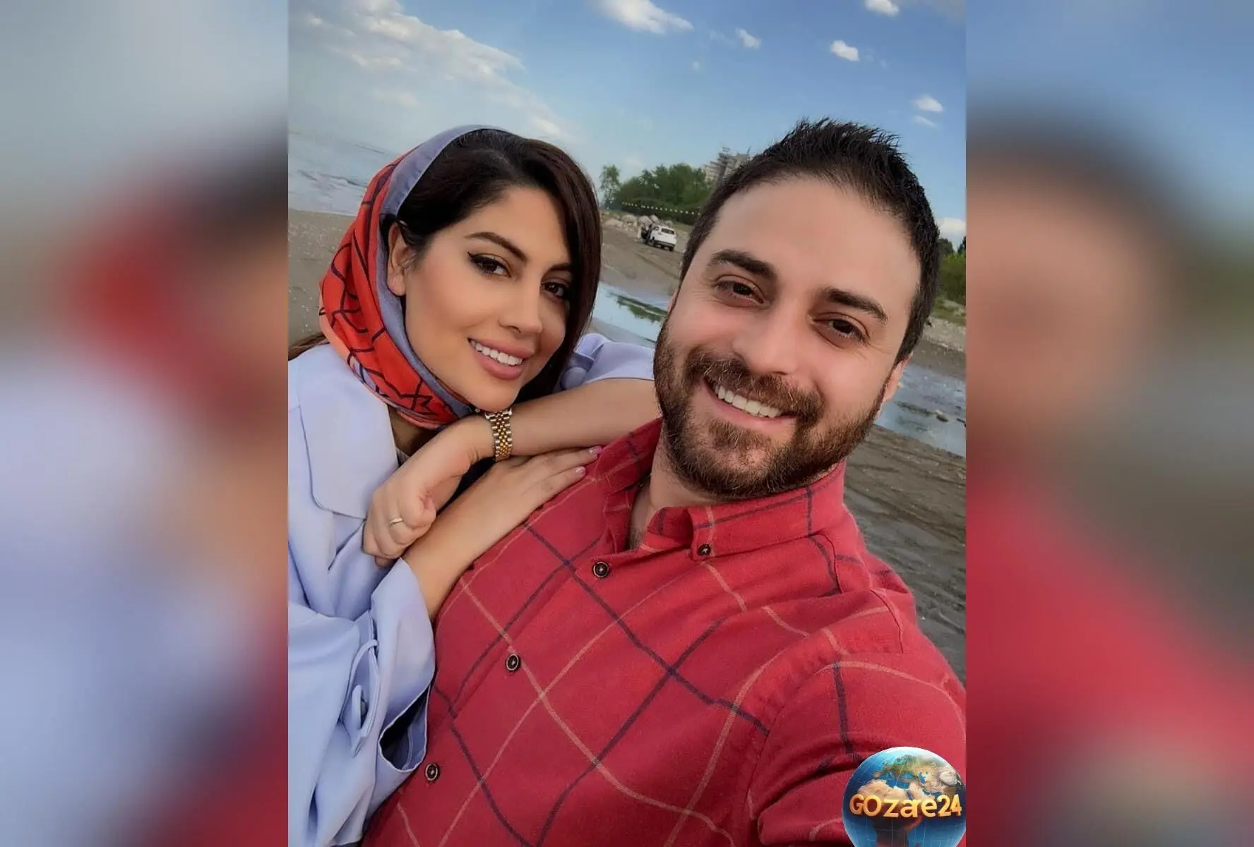 پیاده‌روی خانوادگی بابک جهانبخش در ساحل کیش؛ لحظه‌های صمیمی همسر و فرزندان در کنار خواننده محبوب