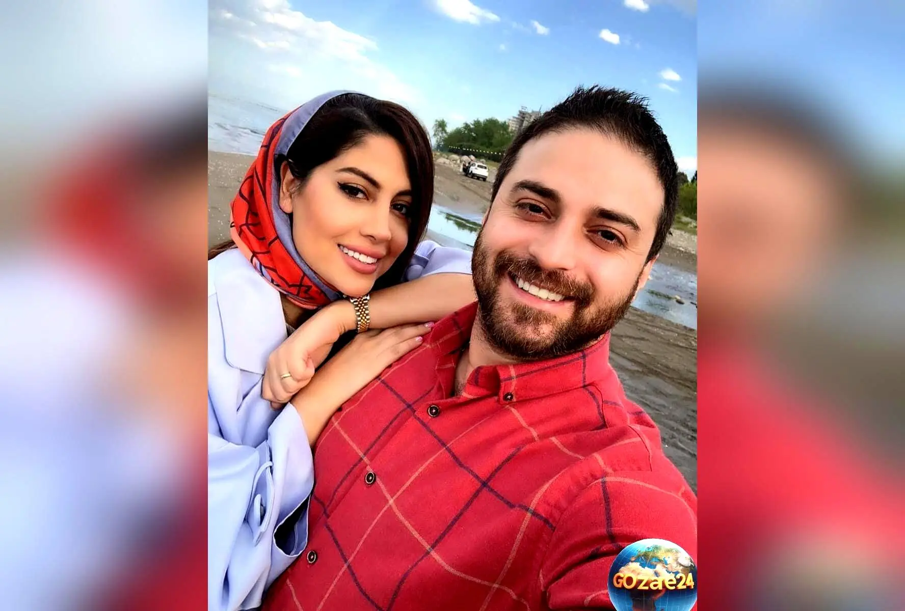 پیاده‌روی خانوادگی بابک جهانبخش در ساحل کیش؛ لحظه‌های صمیمی همسر و فرزندان در کنار خواننده محبوب