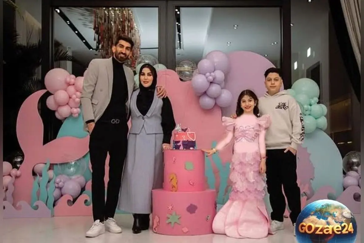 علی‌رضا بیرانوند و همسرش اکرم با کیک تولد 13 سالگی پسرشان طاها، طراحی خلاقانه اُوستا قنّاد را جشن گرفتند