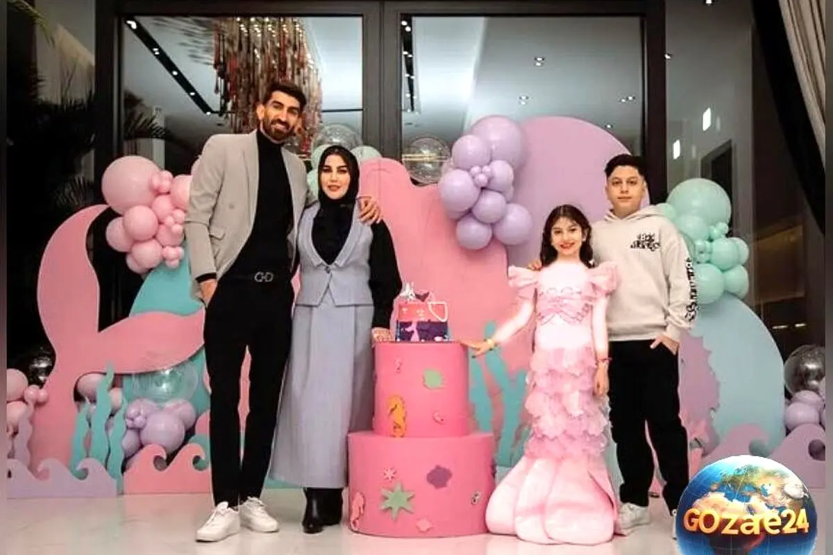 علی‌رضا بیرانوند و همسرش اکرم با کیک تولد 13 سالگی پسرشان طاها، طراحی خلاقانه اُوستا قنّاد را جشن گرفتند